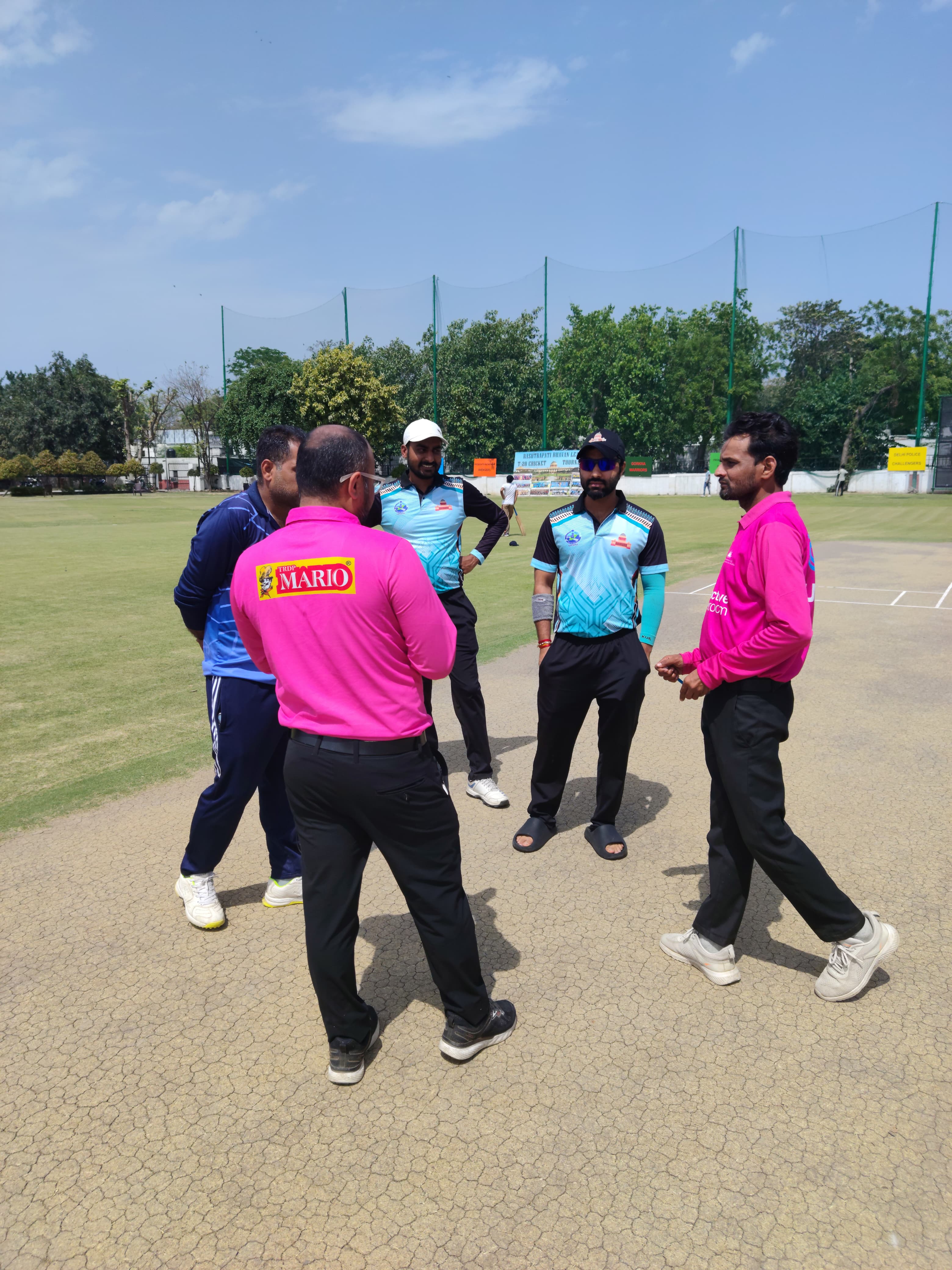 Vikash Maury monitoring the bowler's crease